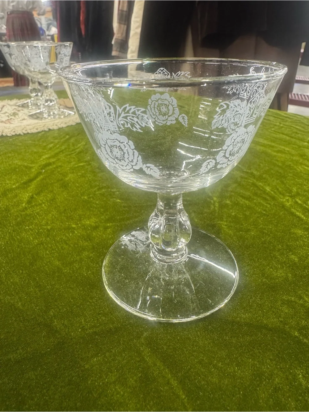 Vintage Etched Glass Dessert Coupe - SET OF 4